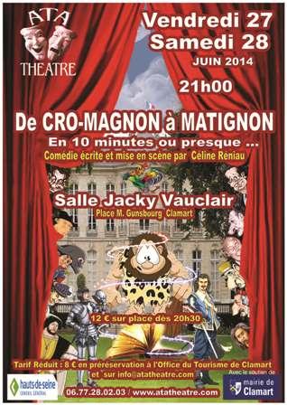 Affiche ATA Theatre De Cro-magnon a Matignon piece de Celine Reniau